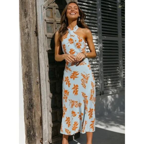 Hello Molly Dresses & Skirts - Hello Molly Leave Me Loving You Midi Dress Blue & Orange Size 4/Small